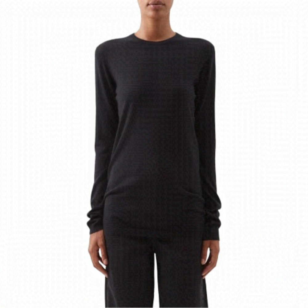 𝅺mm6 Maison Margiela Black Tunic Cape Sleeve Wool Blend Sweater Size XS